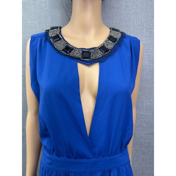Fine Illusion Elegant Romper Women's Size Small Beaded Halter Neck  Blue - Picture 2 of 8